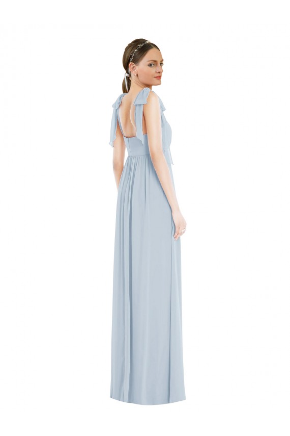 Low Back Sea Glass Sleeveless Spaghetti Straps A-Line Soft Chiffon Semi Formal Evening Dress / Bridesmaid Dress Worcester