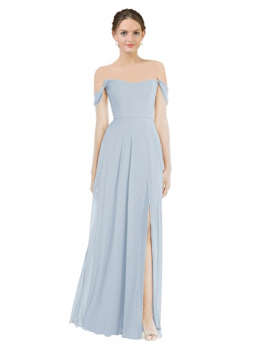 Flounce Sleeves Off the Shoulder A-Line Soft Chiffon Semi Formal Evening Dress / Bridesmaid Dress Worcester