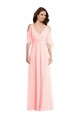 V-Back Cold Shoulder V-Neck A-Line Soft Chiffon Semi Formal Evening Dress / Bridesmaid Dress Worcester