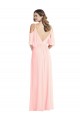 V-Back Cold Shoulder V-Neck A-Line Soft Chiffon Semi Formal Evening Dress / Bridesmaid Dress Worcester