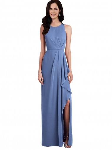 Keyhole Back Sleeveless Jewel Neck A-Line Soft Chiffon Bridesmaid Dress Worcester