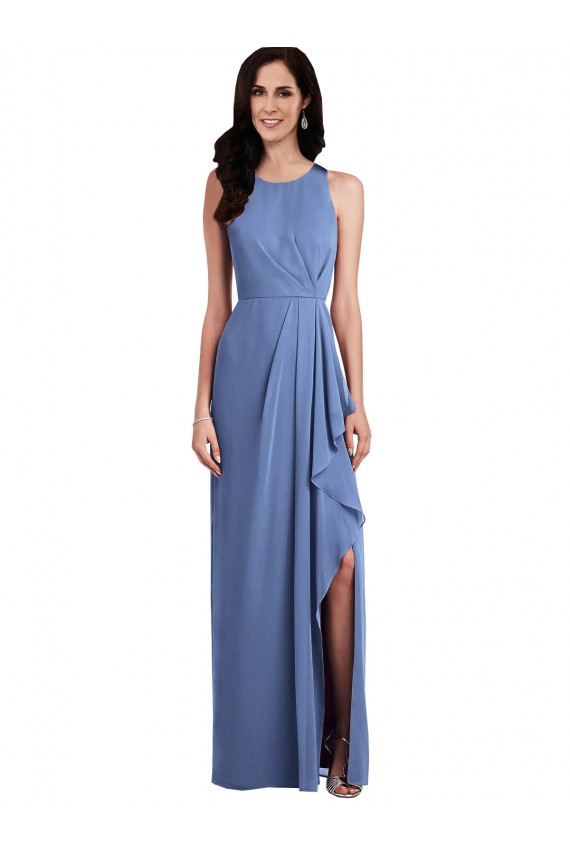 Keyhole Back Sleeveless Jewel Neck A-Line Soft Chiffon Bridesmaid Dress Worcester