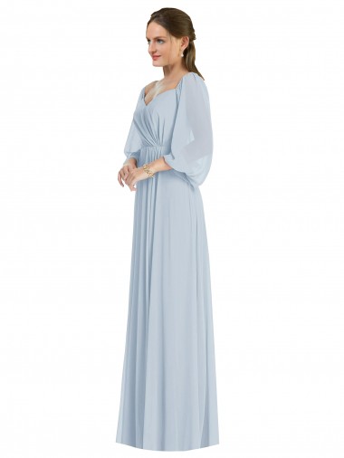 Puff Sleeves Off the Shoulder A-Line Soft Chiffon Formal Evening Gown / Bridesmaid Dress Worcester