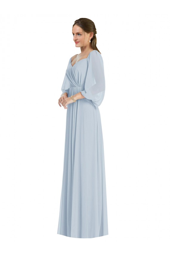 Puff Sleeves Off the Shoulder A-Line Soft Chiffon Formal Evening Gown / Bridesmaid Dress Worcester