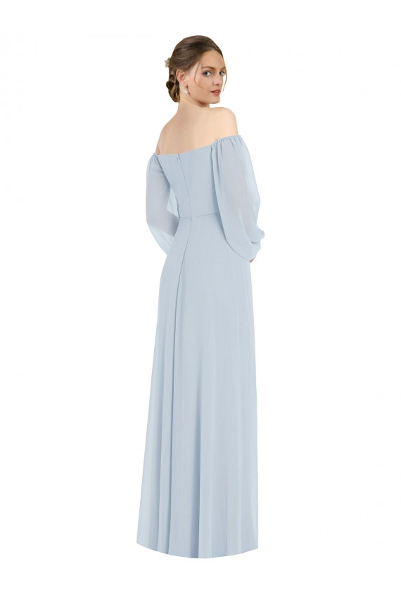 Puff Sleeves Off the Shoulder A-Line Soft Chiffon Formal Evening Gown / Bridesmaid Dress Worcester