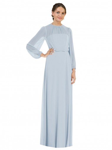 Keyhole Back Puff Sleeves Strapless A-Line Soft Chiffon Formal Evening Gown / Bridesmaid Dress Worcester