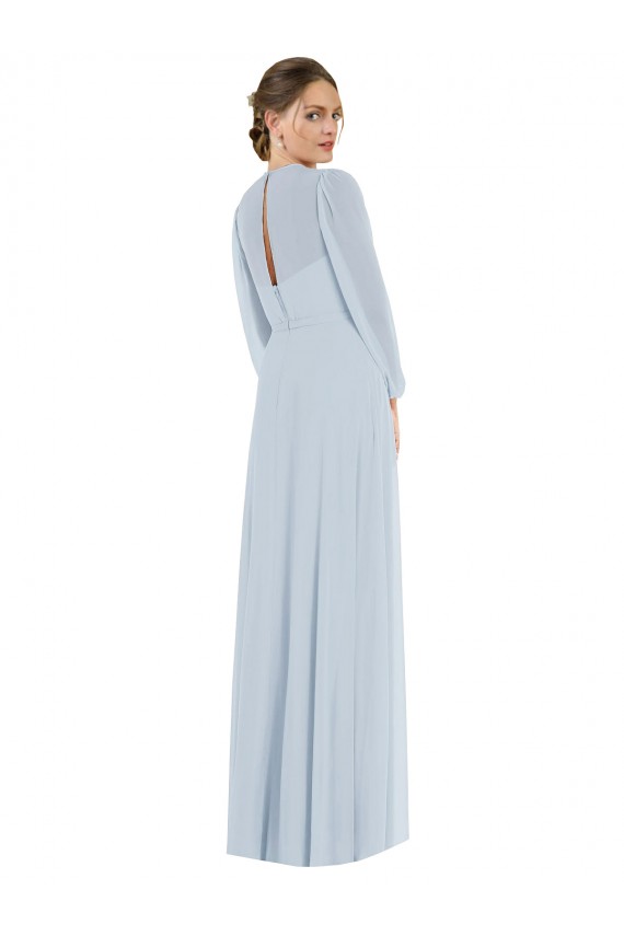 Keyhole Back Puff Sleeves Strapless A-Line Soft Chiffon Formal Evening Gown / Bridesmaid Dress Worcester