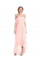 Sleeveless Off the Shoulder A-Line Soft Chiffon High Low Bridesmaid Dress Worcester
