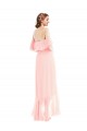 Sleeveless Off the Shoulder A-Line Soft Chiffon High Low Bridesmaid Dress Worcester