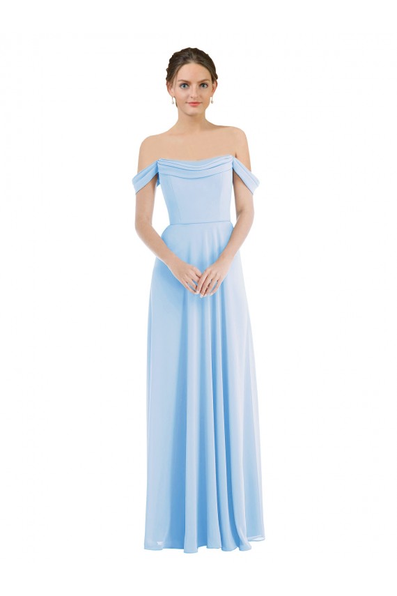 Sleeveless Off the Shoulder A-Line Soft Chiffon Formal Evening Gown / Bridesmaid Dress Worcester