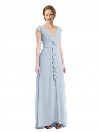 V-Back Sea Glass Sleeveless V-Neck A-Line Soft Chiffon Black Tie Evening Gown / Bridesmaid Dress Worcester