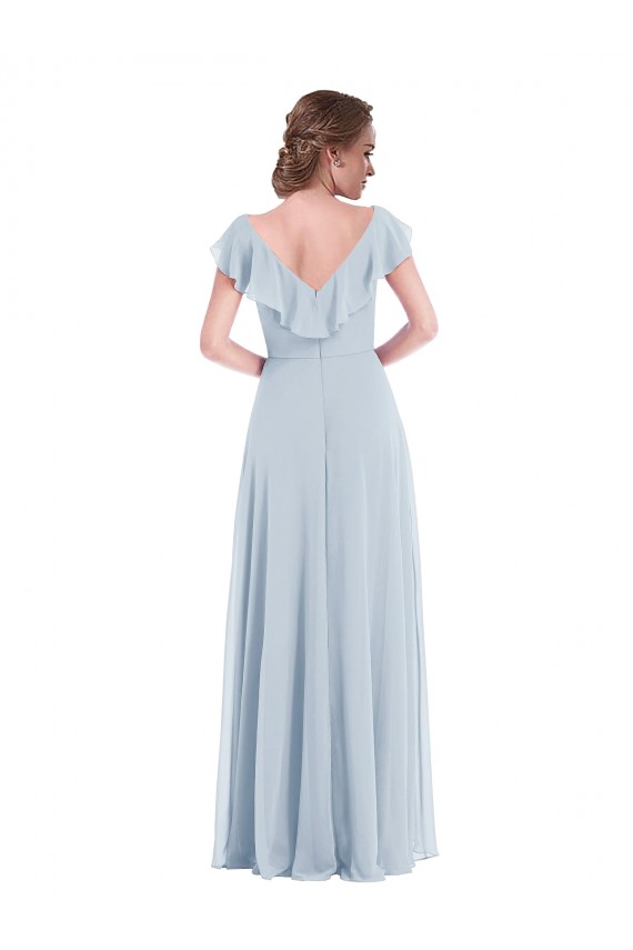 V-Back Sea Glass Sleeveless V-Neck A-Line Soft Chiffon Black Tie Evening Gown / Bridesmaid Dress Worcester