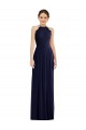 Open Back Dark Navy Sleeveless Halter Neck A-Line Soft Chiffon Semi Formal Evening Dress / Bridesmaid Dress Worcester