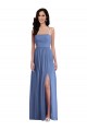 Low Back Windsor Blue Sleeveless Spaghetti Straps A-Line Soft Chiffon Semi Formal Evening Dress / Bridesmaid Dress Worcester