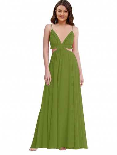 Open Back Sleeveless V-Neck A-Line Soft Chiffon Plus Size Evening Gown / Bridesmaid Dress Worcester