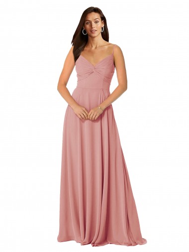 V-Back Bliss Pink Sleeveless V-Neck A-Line Lxue Chiffon Bridesmaid Dress Worcester