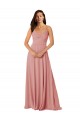 V-Back Bliss Pink Sleeveless V-Neck A-Line Lxue Chiffon Bridesmaid Dress Worcester