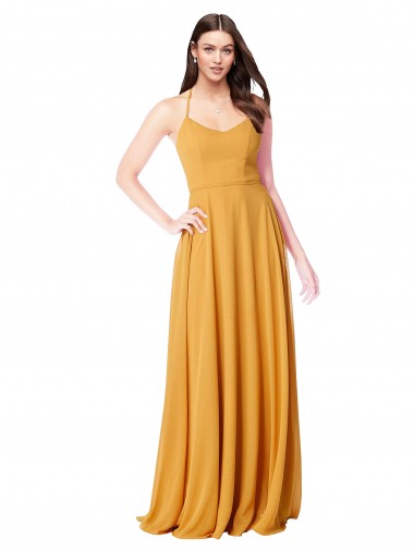 Saffron Sleeveless V-Neck A-Line Soft Chiffon Formal Dress / Bridesmaid Dress Worcester