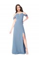 Dusty Blue Sleeveless Off the Shoulder A-Line Soft Chiffon Evening Dress / Bridesmaid Dress Worcester