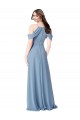 Dusty Blue Sleeveless Off the Shoulder A-Line Soft Chiffon Evening Dress / Bridesmaid Dress Worcester