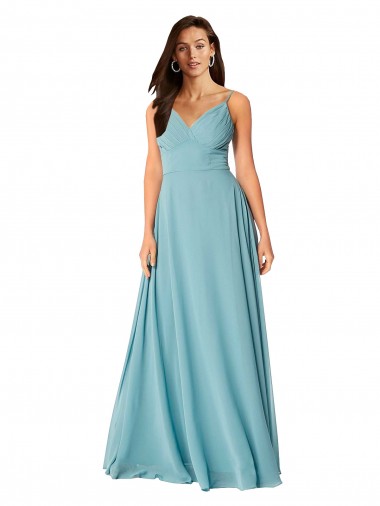 Turquoise Sleeveless V-Neck A-Line Soft Chiffon Bridesmaid Dress Worcester