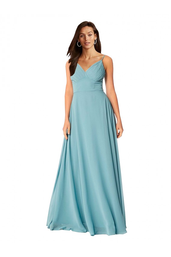 Turquoise Sleeveless V-Neck A-Line Soft Chiffon Bridesmaid Dress Worcester