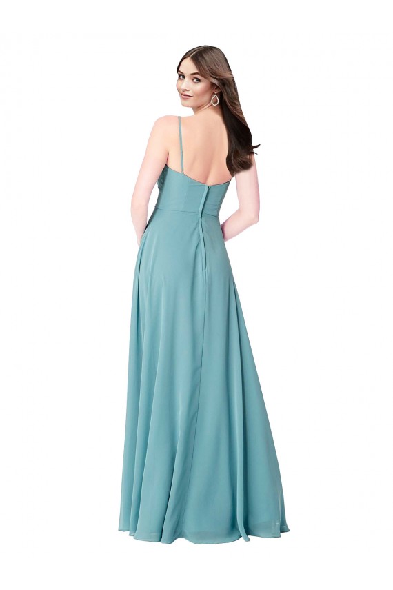 Turquoise Sleeveless V-Neck A-Line Soft Chiffon Bridesmaid Dress Worcester