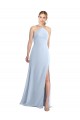 Keyhole Back Light Sky Blue Sleeveless Halter Neck A-Line Chiffon Bridesmaid Dress / Evening Dress Worcester