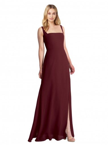 Low Back Sleeveless Square Neck A-Line Soft Chiffon Bridesmaid Dress Worcester