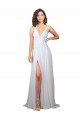 Low Back Sleeveless V-Neck A-Line Soft Chiffon Beach Wedding Dress Worcester