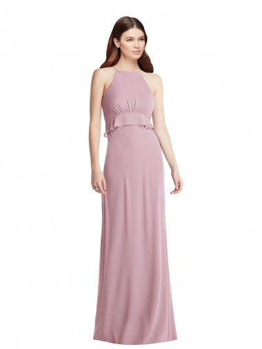 Low Back Sleeveless Halter Neck A-Line Chiffon Bridesmaid Dress / Evening Dress Worcester