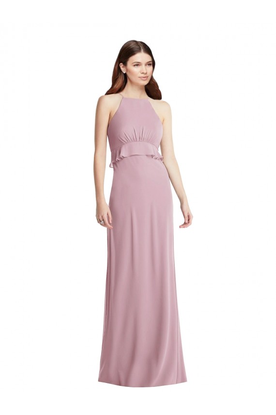 Low Back Sleeveless Halter Neck A-Line Chiffon Bridesmaid Dress / Evening Dress Worcester