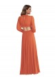 Open Back Long Sleeves V-Neck A-Line Soft Chiffon High Low Evening Gown / Bridesmaid Dress Worcester