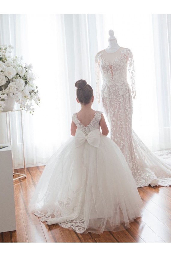 Sleeveless Bateau Neckline Ball Gown Tulle & Lace Flower Girl Dress Worcester