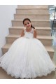 Keyhole Back Sleeveless High Neck Ball Gown Tulle & Lace Flower Girl Dress for Wedding Worcester