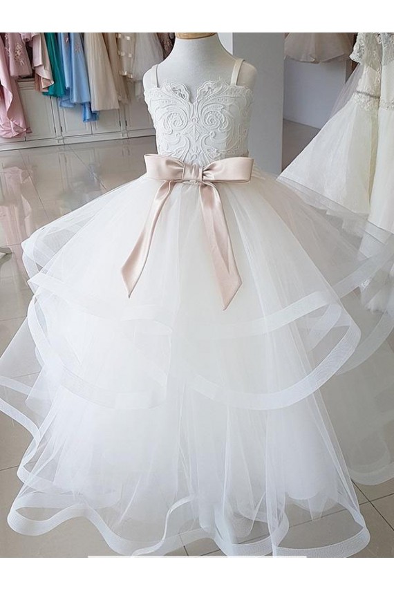Sleeveless High Neck Ball Gown Tulle & Lace Flower Girl Wedding Dress Worcester