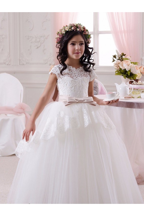 Ivory Sleeveless Sweetheart Ball Gown Tulle & Lace Flower Girl Dresses Worcester