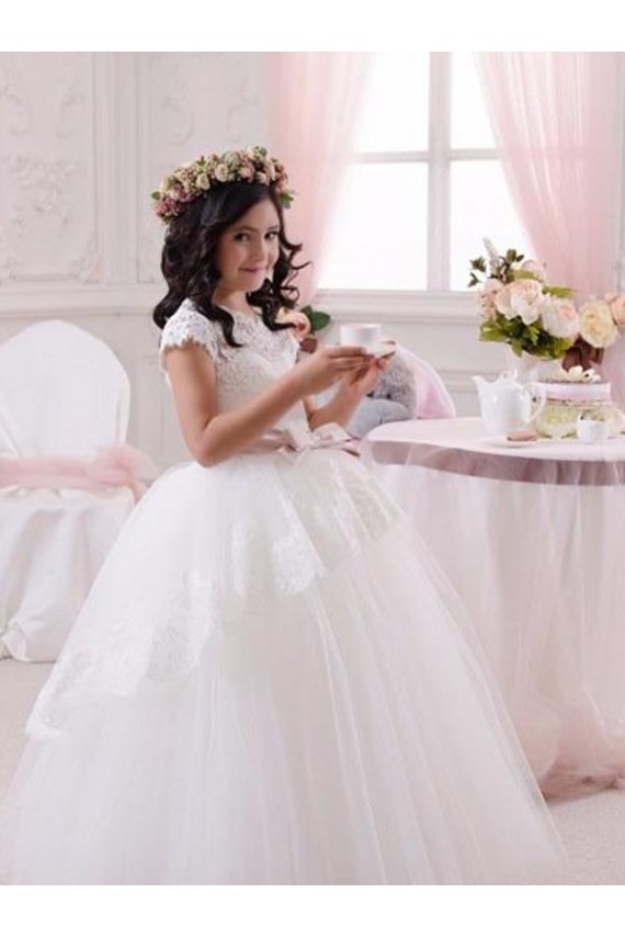 Ivory Sleeveless Sweetheart Ball Gown Tulle & Lace Flower Girl Dresses Worcester