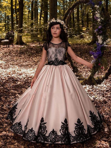 Sleeveless Sweetheart Ball Gown Satin & Lace Flower Girl Dress for Wedding Worcester