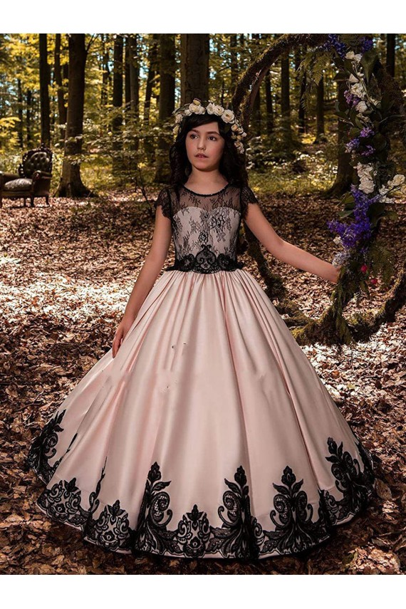 Sleeveless Sweetheart Ball Gown Satin & Lace Flower Girl Dress for Wedding Worcester