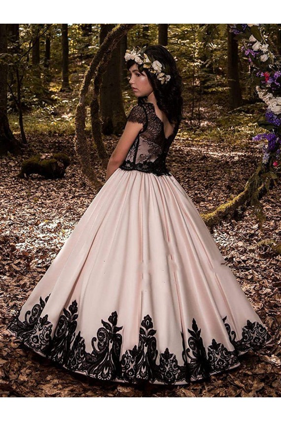 Sleeveless Sweetheart Ball Gown Satin & Lace Flower Girl Dress for Wedding Worcester