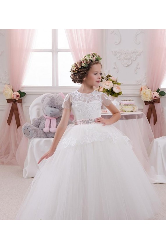 Sleeveless Sweetheart Ball Gown Tulle & Lace Flower Girl Dress Worcester