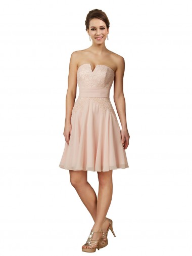 Pink Sleeveless Sweetheart A-Line Soft Chiffon & Lace Bridesmaid Dress Worcester