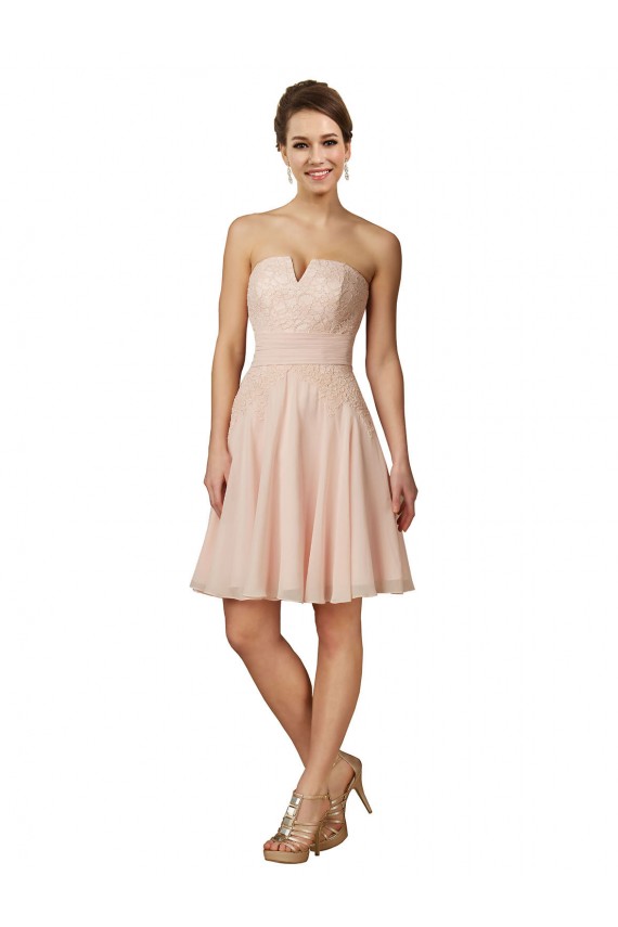 Pink Sleeveless Sweetheart A-Line Soft Chiffon & Lace Bridesmaid Dress Worcester