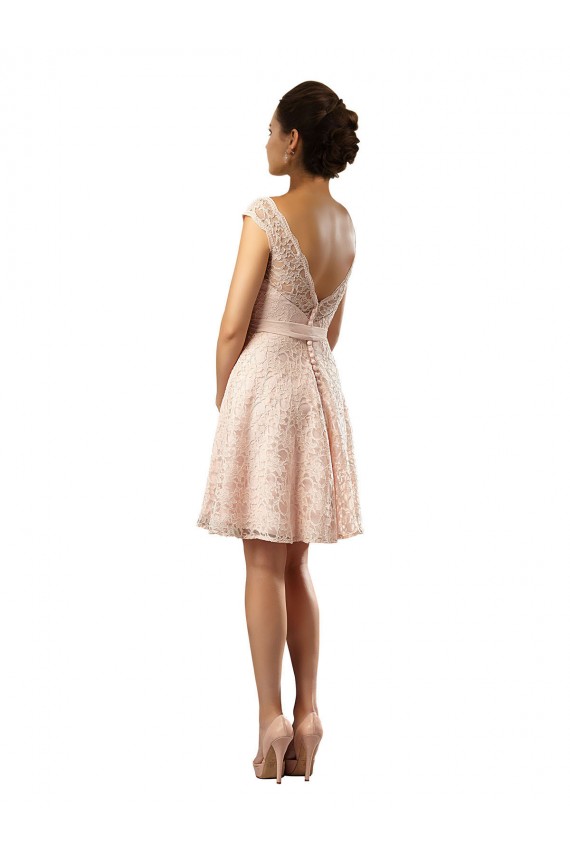 Cap Sleeves Bateau Neck A-Line Soft Chiffon & Lace Bridesmaid Dress Worcester
