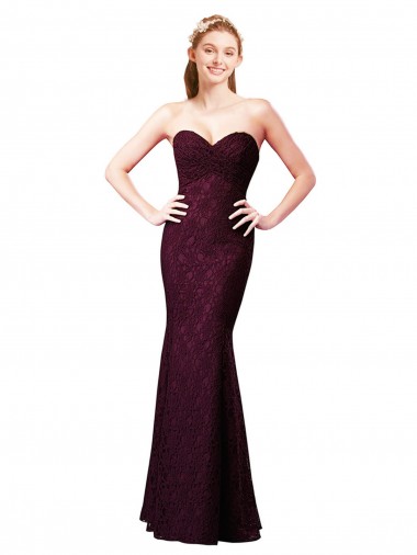 Grape Sleeveless Sweetheart A-Line Lace Bridesmaid Dress Worcester