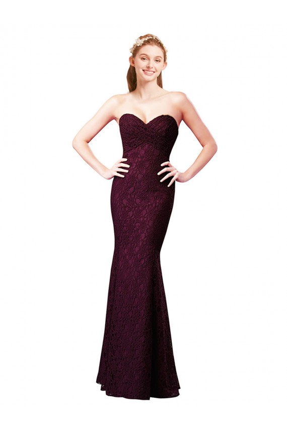 Grape Sleeveless Sweetheart A-Line Lace Bridesmaid Dress Worcester