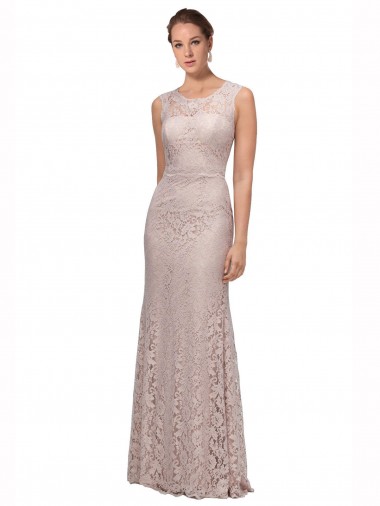 Sleeveless Illusion Neck Mermaid Lace Prom Dress / Bridesmaid Dress Worcester