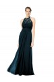 Keyhole Back Sleeveless Halter Neck A-Line Soft Chiffon & Lace Formal Dress / Bridesmaid Dress Worcester