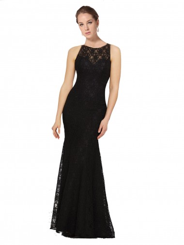 Open Back Sleeveless Jewel Neck Sheath Lace Bridesmaid Dress Worcester